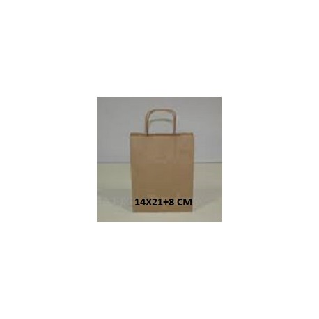 25 Bolsas de papel asa rizada 14X21+8CM